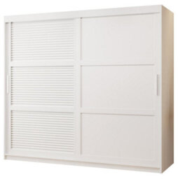 Arte Larvik Iii Sliding Wardrobe With Horizontal Slats And Panel Doors (H2000mm W2000mm D620mm) - White Matt - thumbnail 2