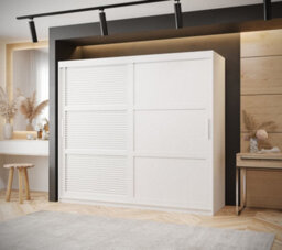Arte Larvik Iii Sliding Wardrobe With Horizontal Slats And Panel Doors (H2000mm W2000mm D620mm) - White Matt