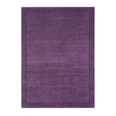 Plain Rug, Wool Rug For Living Room, Easy To Clean Handmade Rug, 9mm Thick Purple Rug For Dining Room-60Cm X 120Cm - image 1