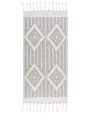 Wyld And Coco Indian-Style Grey And White Tasselled Area Rug 80 X 150 Cm - image 1