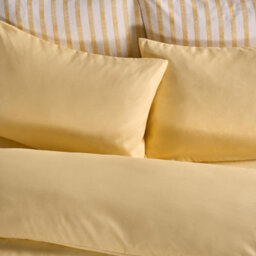 Ohs Plain Dyed Duvet Cover With Pillowcase Bedding Set, Lemon - Double - thumbnail 4