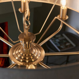 Anson Lighting Haywood Brushed Chrome With Natural Linen Shade Classic Modern 8 Light Ceiling Pendant - thumbnail 7