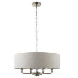 Anson Lighting Haywood Brushed Chrome With Natural Linen Shade Classic Modern 8 Light Ceiling Pendant - thumbnail 6