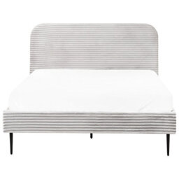 Beliani Bed Corduroy Flayat 140 X 200 Cm (Eu Double) Light Grey - thumbnail 6