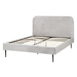 Beliani Bed Corduroy Flayat 140 X 200 Cm (Eu Double) Light Grey - thumbnail 5