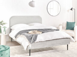 Beliani Bed Corduroy Flayat 140 X 200 Cm (Eu Double) Light Grey - thumbnail 2