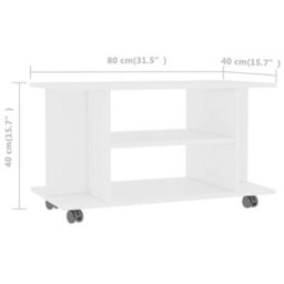 Berkfield Tv Cabinet With Castors White 80X40X40 Cm Engineered Wood - thumbnail 6