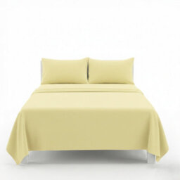 Easy Care Flat Bed Sheet Polycotton Durable Low Maintenance Bedding Lemon - thumbnail 2