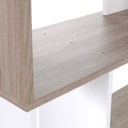 Wyld Haus Taichung 5-Shelf Hickory Effect And White Asymmetrical Bookcase - thumbnail 8
