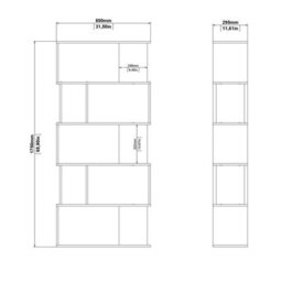 Wyld Haus Taichung 5-Shelf Hickory Effect And White Asymmetrical Bookcase - thumbnail 9