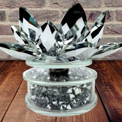 Biznest Revolving Lotus Tea Light Candle Stand With Lotus Flower For Living Room Halloween Decor Stand & Holder 9X9X17Cm