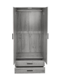 Urbnliving 180Cm Tall Wooden 2 Door Wardrobe Ash Grey Carcass And Ash Grey Drawers With 2 Drawers Bedroom Storage Hanging Bar - thumbnail 5