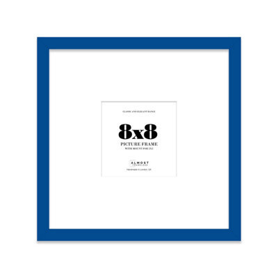 "8X8"" Blue Picture Frame - 8X8"" Square Frame With 5X5"" Mount For 8X8""/5X5"" Pictures Art Deco Style Room Decor, 1 Pack" - image 1