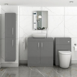 Royal Bathrooms Turin 800mm Floor Standing Vanity Unit 2 Door Indigo Grey Gloss & Countertop Basin - Elva - thumbnail 2