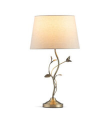 Lighting Supermarket Leaf Antique Brass Table Lamp With Natural Linen Shade - thumbnail 2