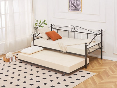 Ashford Vintage Black Metal Day Bed Frame With Trundle - image 1