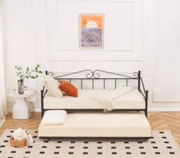 Ashford Vintage Black Metal Day Bed Frame With Trundle - thumbnail 2