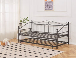 Ashford Vintage Black Metal Day Bed Frame With Trundle - thumbnail 6