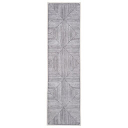 Loomed Black & White Geometric Abstract Machine Washable Soft Area Rug 80Cm X 300Cm - thumbnail 2