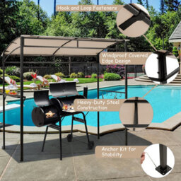 Costway 7Ft Grill Gazebo Patio Barbecue Canopy Shelter Soft Top Storage Hooks - thumbnail 8