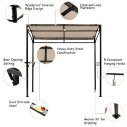 Costway 7Ft Grill Gazebo Patio Barbecue Canopy Shelter Soft Top Storage Hooks - thumbnail 9