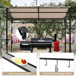 Costway 7Ft Grill Gazebo Patio Barbecue Canopy Shelter Soft Top Storage Hooks - thumbnail 7