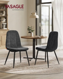 Vasagle Dining Chairs Set Of 2, Kitchen Chairs, Metal Frame, Adjustable Feet, Chenille Fabric, Grey