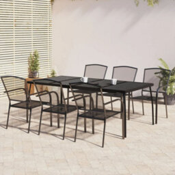 Berkfield 7 Piece Garden Dining Set Anthracite Steel - thumbnail 1