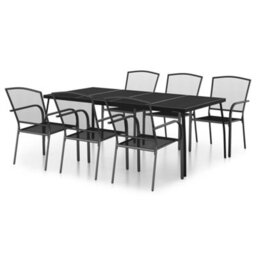 Berkfield 7 Piece Garden Dining Set Anthracite Steel - thumbnail 2