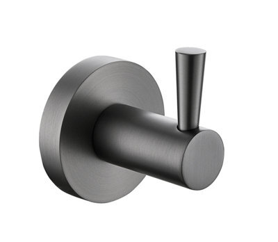 Bristan Round Robe Towel Hook Hanger Gun Metal Grey