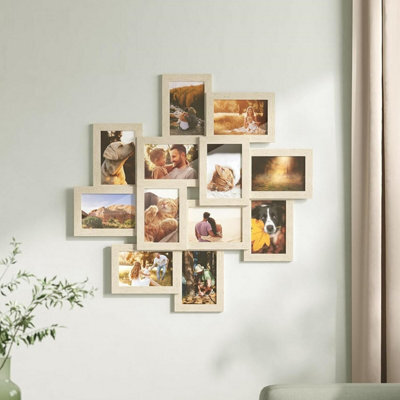Songmics 12-Frame Wall Collage, Photo Display Set For Family Pictures, Memory Frame Collection, Natural Beige - image 1