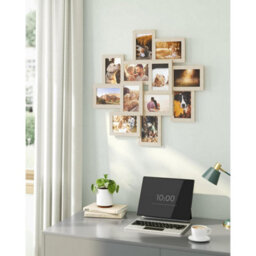 Songmics 12-Frame Wall Collage, Photo Display Set For Family Pictures, Memory Frame Collection, Natural Beige - thumbnail 3