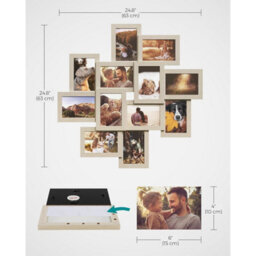 Songmics 12-Frame Wall Collage, Photo Display Set For Family Pictures, Memory Frame Collection, Natural Beige - thumbnail 2