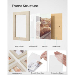Songmics 12-Frame Wall Collage, Photo Display Set For Family Pictures, Memory Frame Collection, Natural Beige - thumbnail 7