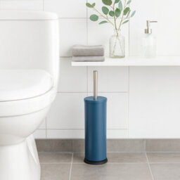 Harbour Housewares Matt Blue Toilet Brush And Holder - Round Brush With Non Slip Base Rust Resistant Toilet Cleaning Brush Set - thumbnail 8