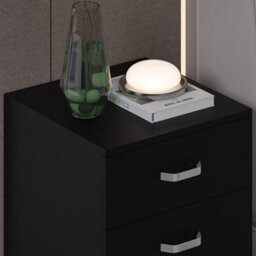 Fwstyle Tunis Black 3 Drawer Chest Of Drawers Modern Bedroom Furniture (H) 56Cm (W) 40Cm (D) 40Cm - thumbnail 2