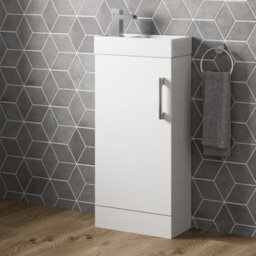 Affine Cloakroom Freestanding Vanity Unit Modern Bathroom Compact Basin Sink White - thumbnail 1