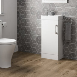 Affine Cloakroom Freestanding Vanity Unit Modern Bathroom Compact Basin Sink White - thumbnail 2