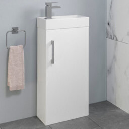 Affine Cloakroom Freestanding Vanity Unit Modern Bathroom Compact Basin Sink White - thumbnail 4