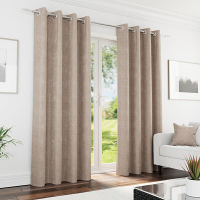 Enhanced Living Knightsbridge 100% Blackout, Thermal Sand Curtains With Eyelet Header (Pair) - 90X108 Inch (229X274Cm)