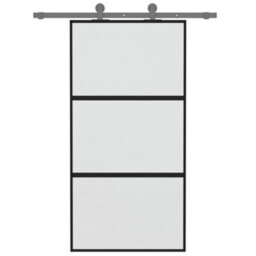 Berkfield Sliding Door Black 102.5X205 Cm Tempered Glass And Aluminium - thumbnail 3