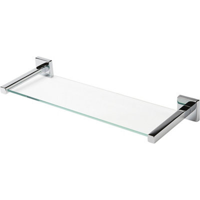 GoodHome Alessano Silver Effect Glass Shelf (L)48Cm X (D)15.5Cm - image 1
