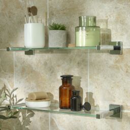 GoodHome Alessano Silver Effect Glass Shelf (L)48Cm X (D)15.5Cm - thumbnail 3