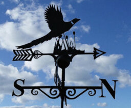 Poppy Forge Pheasant Weathervane - Solid Steel - W61 X H88 Cm - Powder Coated Black - thumbnail 1