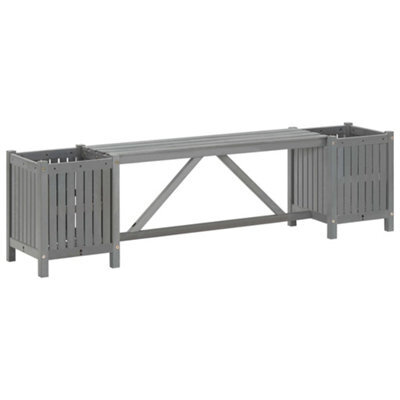 Berkfield Garden Bench With 2 Planters 150Cm Solid Acacia Wood Grey - image 1
