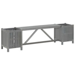 Berkfield Garden Bench With 2 Planters 150Cm Solid Acacia Wood Grey - thumbnail 1