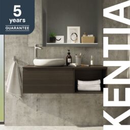 GoodHome Kentia Walnut Veneer Wall-Mounted Bathroom Cabinet (H) 300mm (W) 600mm - thumbnail 8