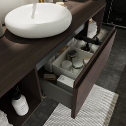 GoodHome Kentia Walnut Veneer Wall-Mounted Bathroom Cabinet (H) 300mm (W) 600mm - thumbnail 7