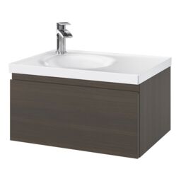 GoodHome Kentia Walnut Veneer Wall-Mounted Bathroom Cabinet (H) 300mm (W) 600mm - thumbnail 3