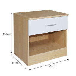 Comfy Living Oak/white High Gloss Bedside Table - thumbnail 3